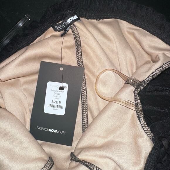 NWT fashion nova mesh ruched dress sz m - Picture 5 of 5